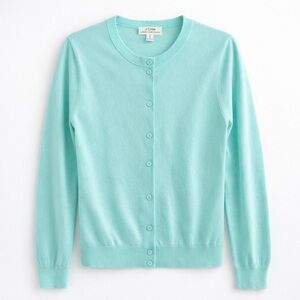 J.Crew The Caryn Cardigan | Aqua Blue | Size M | 100% Cotton